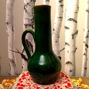 Handmade Green Glaze Pottery ceramic Vase.